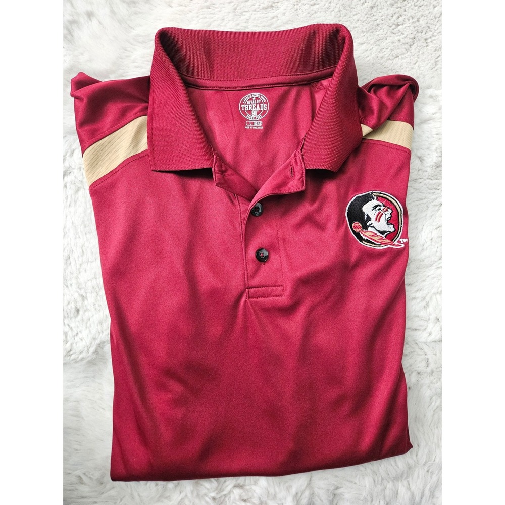 Rivalry Threads FSU Seminoles Polo Mens Large Garnet Gold Athletic Logo Large